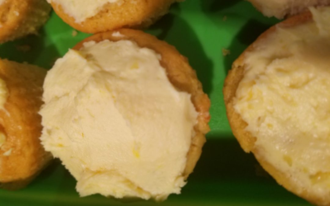 Keto Vanilla Almond Muffins with Cream Cheese Icing